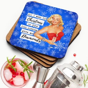 Grappige Kerst Onderzetter Retro Beste Vriendin Di