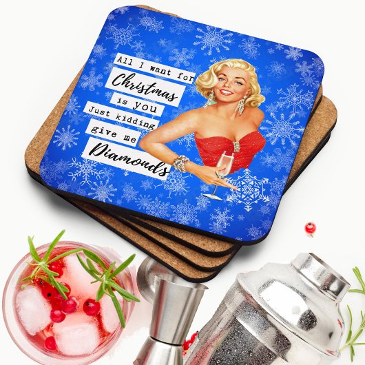 Grappige Kerst Onderzetter Retro Beste Vriendin Di