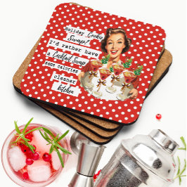 Grappige Kerst Onderzetter Retro Beste Vriendin Ko