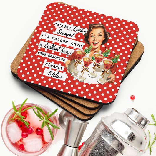 Grappige Kerst Onderzetter Retro Beste Vriendin Ko