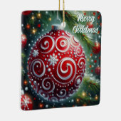 Grappige kerst ornament rood wit wervelingen (Rechts)