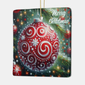 Grappige kerst ornament rood wit wervelingen (Links)