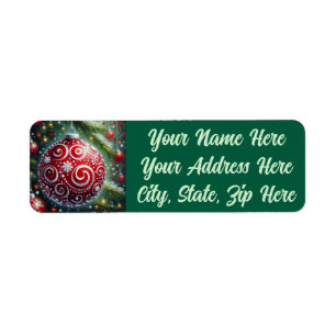 Grappige kerst ornament rood wit wervelingen etiket