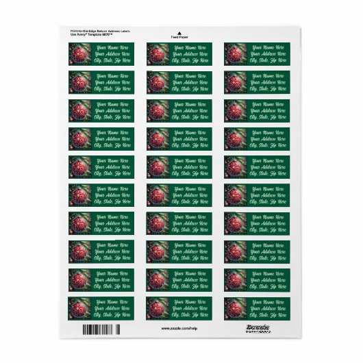 Grappige kerst ornament rood wit wervelingen etiket (Full Sheet)