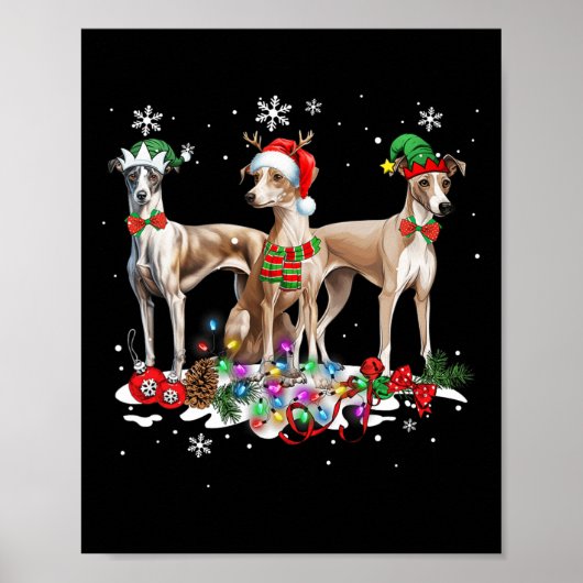 Grappige Kerst Panama Hond Whippet Hond Poster (Voorkant)