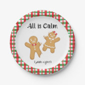 Grappige kerst peperkoek koekje alles is rustig papieren bordje (Voorkant)