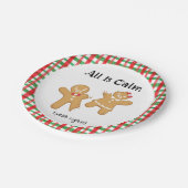 Grappige kerst peperkoek koekje alles is rustig papieren bordje (Gekanteld)