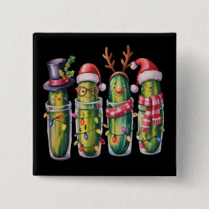 Grappige Kerst Pickle Augurken Vakantie Komkommer Vierkante Button 5,1 Cm
