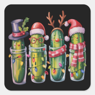 Grappige Kerst Pickle Augurken Vakantie Komkommer Vierkante Sticker