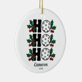 Grappige kerst pickleball Ho Ho Ho, aangepaste fot Keramisch Ornament (Rechts)