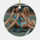 Grappige kerst pickleball kabouters, uw foto tekst keramisch ornament (Achterkant)