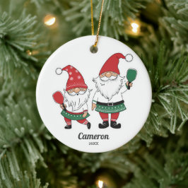 Grappige kerst pickleball kabouters, uw foto tekst keramisch ornament