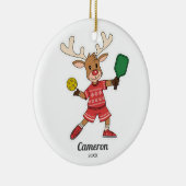 Grappige kerst pickleball rendier, aangepaste foto keramisch ornament (Rechts)