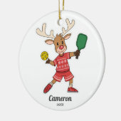 Grappige kerst pickleball rendier, aangepaste foto keramisch ornament (Links)