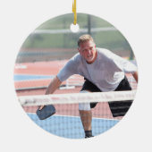 Grappige kerst pickleball rendier, aangepaste foto keramisch ornament (Achterkant)