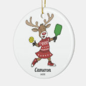 Grappige kerst pickleball rendier, aangepaste foto keramisch ornament (Links)