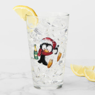 Grappige Kerst Pinguïn Glas