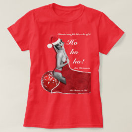 Grappige kerst Pinup Home Joke Dames Xmas T-shirt