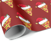 Grappige Kerst Pizza Slices in Santa Hoeden Rood Cadeaupapier (Rol Hoek)