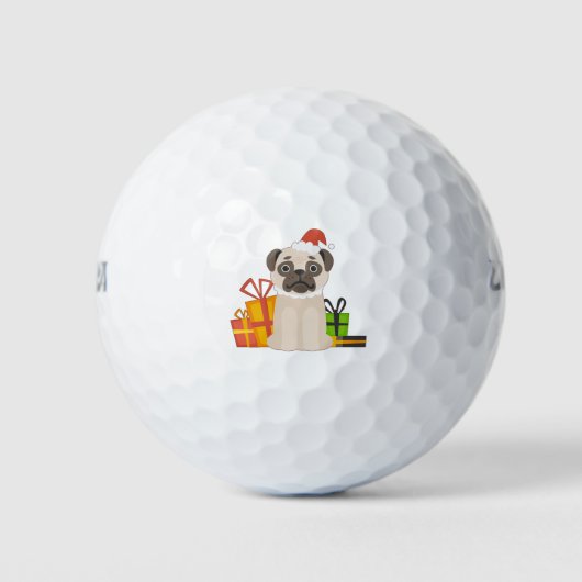 Grappige kerst Pug Dog Dierenvriend Xmas Schattige Golfballen (Voorkant)