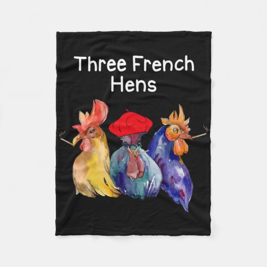 Grappige Kerst Punt Drie Franse Hennen Kippen Puns Fleece Deken (Voorkant)