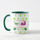 Grappige kerst pyjama dinosaurus, Xmas Party Mok (Links)