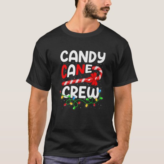 Grappige Kerst Pyjama Gift Candy Cane Crew Xmas C T-shirt (Voorkant)