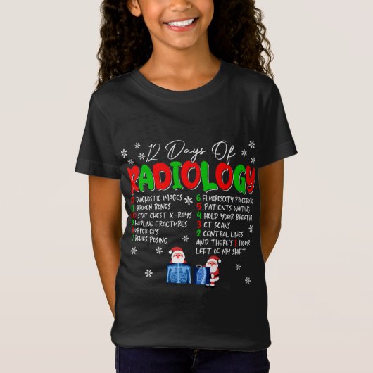 Grappige kerst radioloog 12 dagen van radiologie R T-shirt (Voorkant)