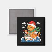 Grappige Kerst Ramen Kat Eet Noedels Japans Magneet (Voorkant / Achterkant)