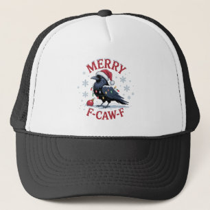 Grappige Kerst Raven Gelukkig F-Caw-F Zwarte Vogel Trucker Pet