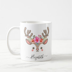 Grappige Kerst Reindeer Gezichten Aangepaste Naam Koffiemok