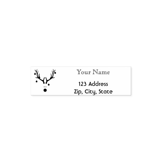 Grappige Kerst-reindeer kop naam en adres Zelfinktende Stempel (Design)