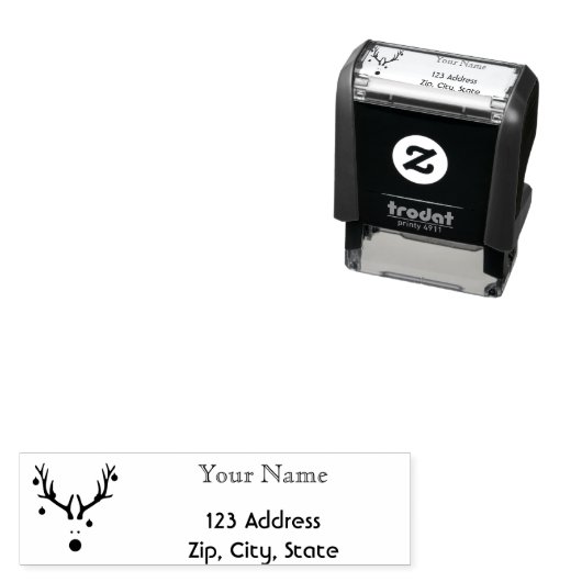 Grappige Kerst-reindeer kop naam en adres Zelfinktende Stempel (In situ)