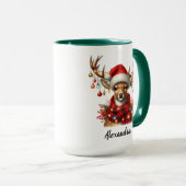 Grappige kerst-reindeer mok, Gepersonaliseerde naa Mok (Voorkant rechts)