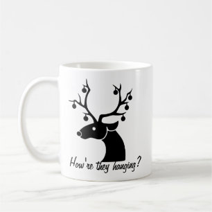 Grappige Kerst Reindeer Ornamenten Silhouet Koffiemok