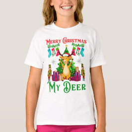 Grappige Kerst Reindeer, Prettig Kerstfeest Mijn H T-shirt