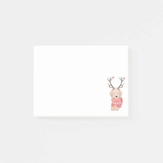 Grappige Kerst Rendier Goud Retriever Puppy Post-it® Notes (Voorkant)