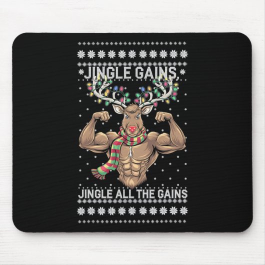 Grappige Kerst Rendier Gym Workout Jingle All Th Muismat (Voorkant)