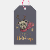 Grappige kerst rendier pitbull hond | Kerstmis Cadeaulabel (Voorkant)