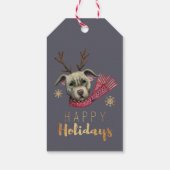 Grappige kerst rendier pitbull hond | Kerstmis Cadeaulabel (Achterkant)
