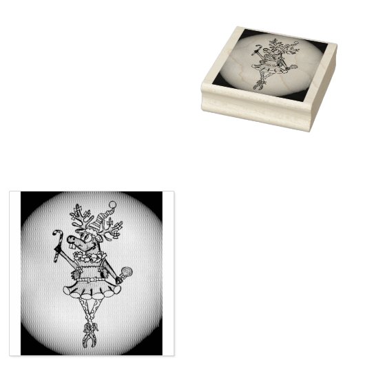 Grappige kerst rendier stempel (Gestempeld)