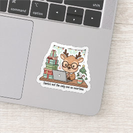 Grappige Kerst Rendier Werkt Overuren Sticker