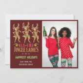 Grappige Kerst Rendieren Alle Bellen Dames Feestdagenkaart (Voorkant)