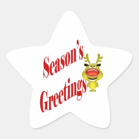 Grappige kerst rendieren "Season's Greetings" Ster Sticker (Voorkant)