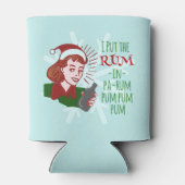 Grappige kerst retro rum vrouw Drink vakantie Blikjeskoeler (Achterkant)
