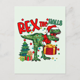 Grappige kerst rex dinosaurus feestdagenkaart