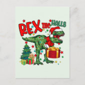Grappige kerst rex dinosaurus feestdagenkaart (Voorkant)