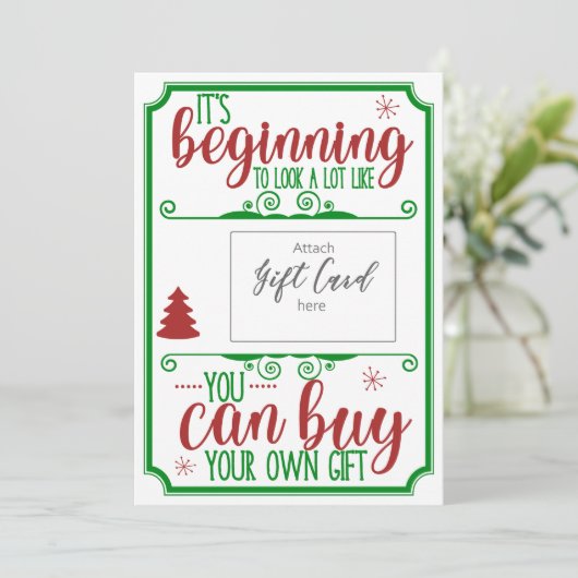 Grappige kerst rood groen cadeaubon houder (Staand voorkant)