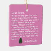 Grappige kerst roze lieve kerstman letter keramisch ornament (Rechts)