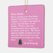 Grappige kerst roze lieve kerstman letter keramisch ornament (Links)